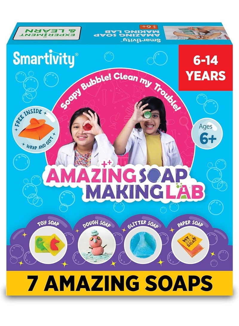 سمارتيفيتي مجموعة سمارتيفيتي لصنع الصابون للأطفال من 6 إلى 14 عامًا | 7 أنواع من الصابون | 5 قوالب بأشكال مختلفة | مجموعة تجارب علمية للأولاد والبنات، آمنة وغير سامة، هدية مثالية لأعياد الميلاد | لعبة تعليمية ممتعة للأطفال من سن 6 إلى 14 عامًا - Image 1